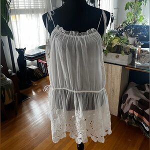 Zimmermann White teddy scallop broderie tunic AU3